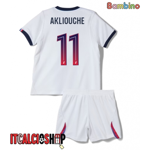 Paris Saint-Germain Maghnes Akliouche #11 Seconda Maglia Bambino 2026-27 Manica Corta (+ Pantaloni corti)